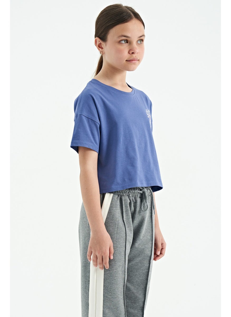 Tommy Life - Light Purple Front Back Printed O Neck Low Shoulder Oversize Short Sleeve Girls T-Shirt - 75126 - Image 1