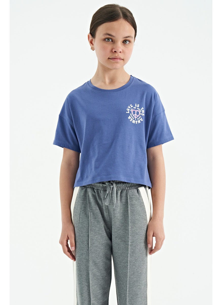 Tommy Life - Light Purple Front Back Printed O Neck Low Shoulder Oversize Short Sleeve Girls T-Shirt - 75126 - Image 1