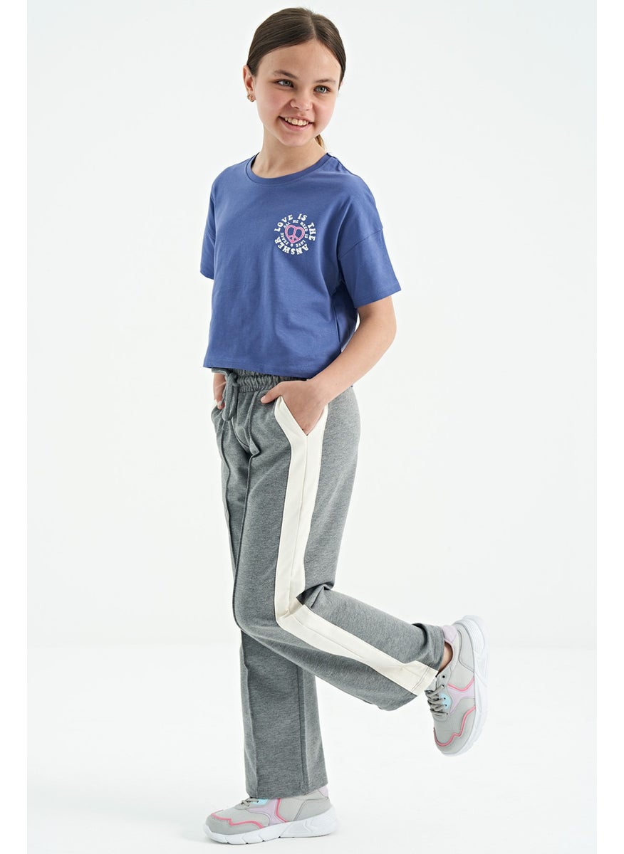 Tommy Life - Light Purple Front Back Printed O Neck Low Shoulder Oversize Short Sleeve Girls T-Shirt - 75126 - Image 1