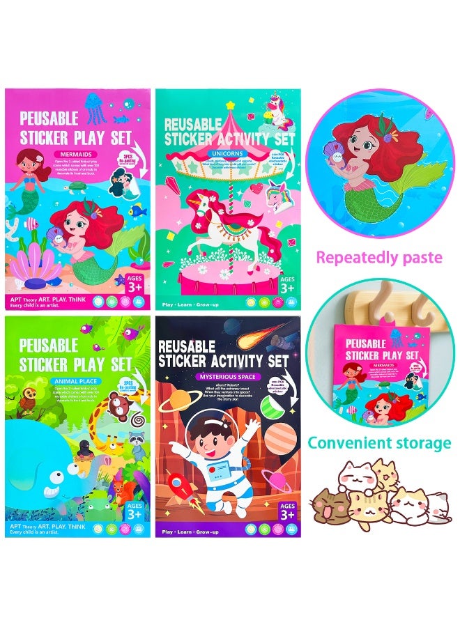 Four different themes and four creative static stickers, easy to tear, reusable, easy to stick, are the best children's toys - Image 2