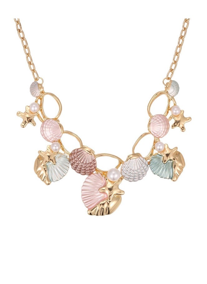 Generic Pink Painted Oil Shell Starfish Necklace  - Image 1