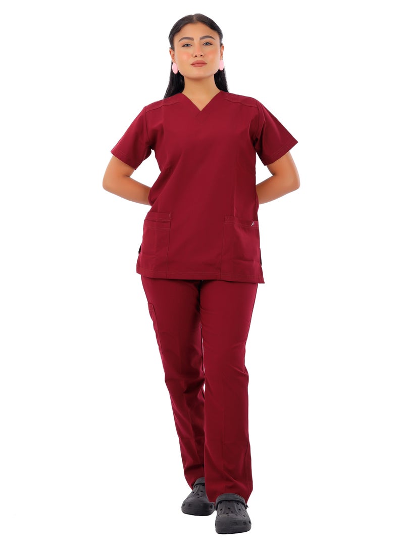 APEX Premium Scrub 1/2 Sleeve Female Crimson MIX C  - Image 1