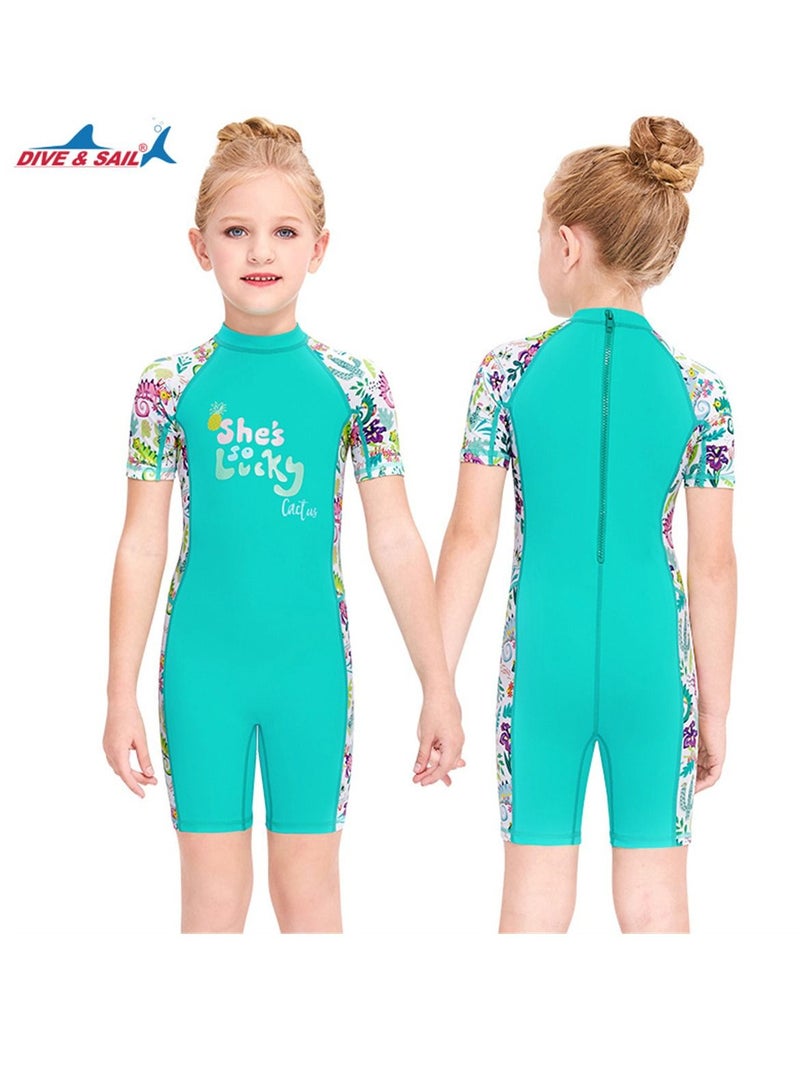 DIVE & SAIL Keep Warm Children Diving Suit Three-layer High Elastic Wetsuit For Girls Green - Image 2