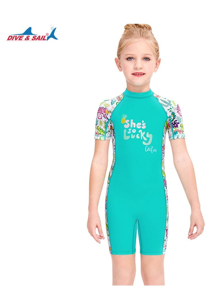 DIVE & SAIL Keep Warm Children Diving Suit Three-layer High Elastic Wetsuit For Girls Green - Image 1