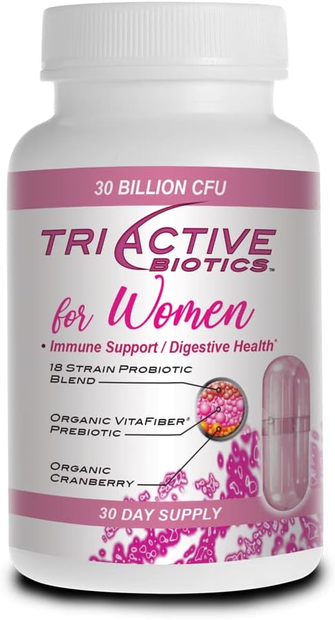 Essential Source بروبيوتيك ثلاثي الفعالية للنساء مع 18 سلالة ألياف فيتا العضوية قبل البكتيريا توت بري لدعم الهضم والدفاع المناعي وصحة المسالك البولية والمهبلية 30 كبسولة - Image 2