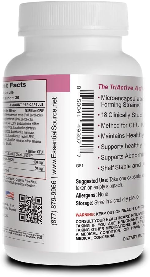 Essential Source بروبيوتيك ثلاثي الفعالية للنساء مع 18 سلالة ألياف فيتا العضوية قبل البكتيريا توت بري لدعم الهضم والدفاع المناعي وصحة المسالك البولية والمهبلية 30 كبسولة - Image 4
