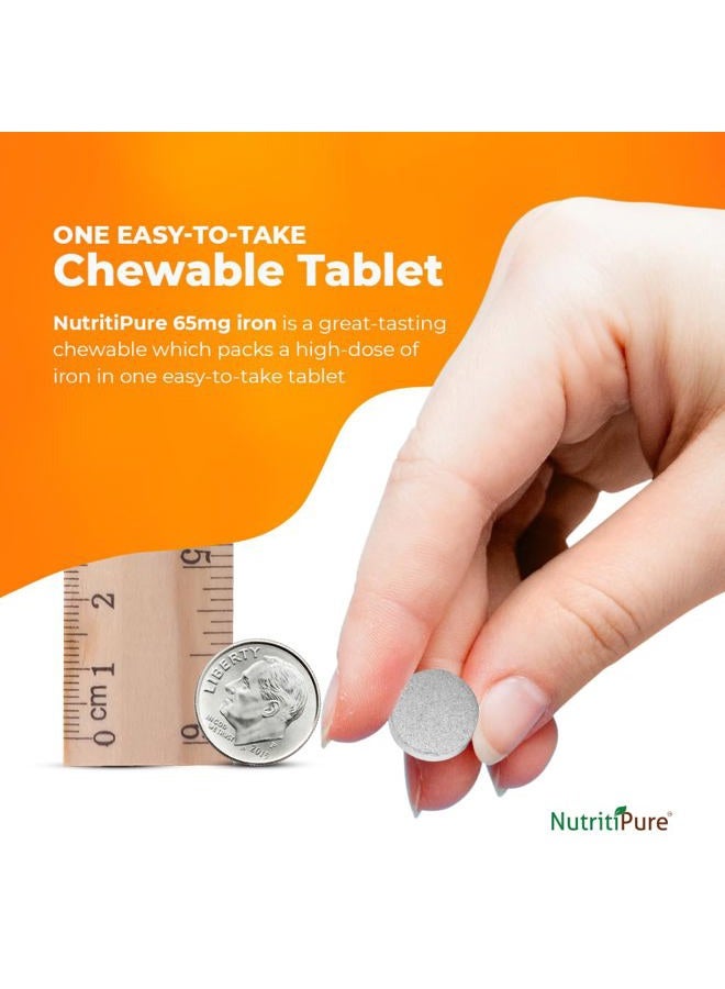 NutritiPure Chewable Iron 65 mg with Vitamin C 270 mg - Tablet in Orange Flavor 60 Count x 2 Bottles (Twin Pack) - Image 5