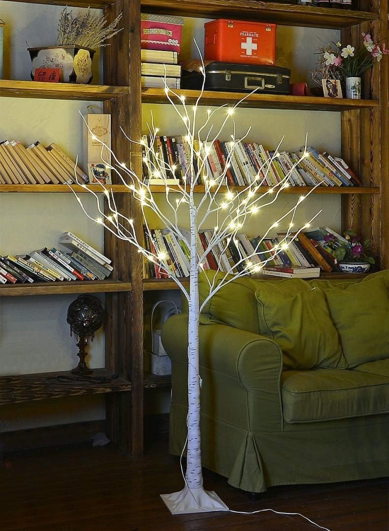 LIGHTSHARE Lighted Tree 4FT 48 LED Lighted Birch Tree for Decoration Inside and Outside Home Patio Wedding Festival Christmas Decor Warm White - Image 2