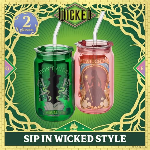 Dragon Glassware Wicked 16 oz Drinking Glasses Set of 2 - Glass Cups with Lids and Straws - Iced Coffee Cups with Lids - Reusable Glass Tumbler with Straw and Lid - Enchanted - Image 2