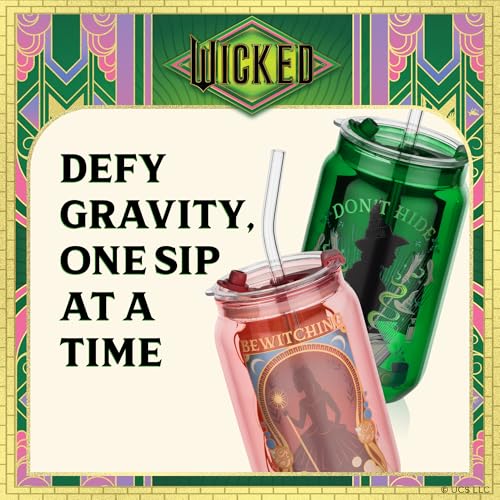 Dragon Glassware Wicked 16 oz Drinking Glasses Set of 2 - Glass Cups with Lids and Straws - Iced Coffee Cups with Lids - Reusable Glass Tumbler with Straw and Lid - Enchanted - Image 4