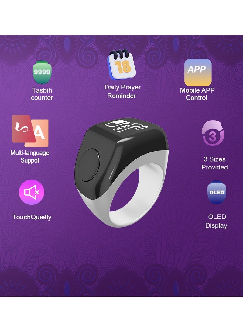 Zad Smart Digital Ring (Brown) for Dhikr and Prayer Reminders with Mobile App - Three Sizes Included - Image 5