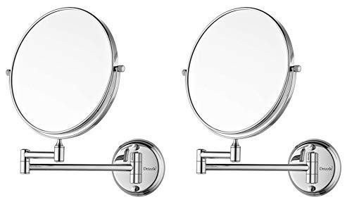 DRIZZLE Shaving & Makeup Mirror with One Side Normal and One Side 5X Magnifying Glass - (Pack of 2 Pieces) - Image 1