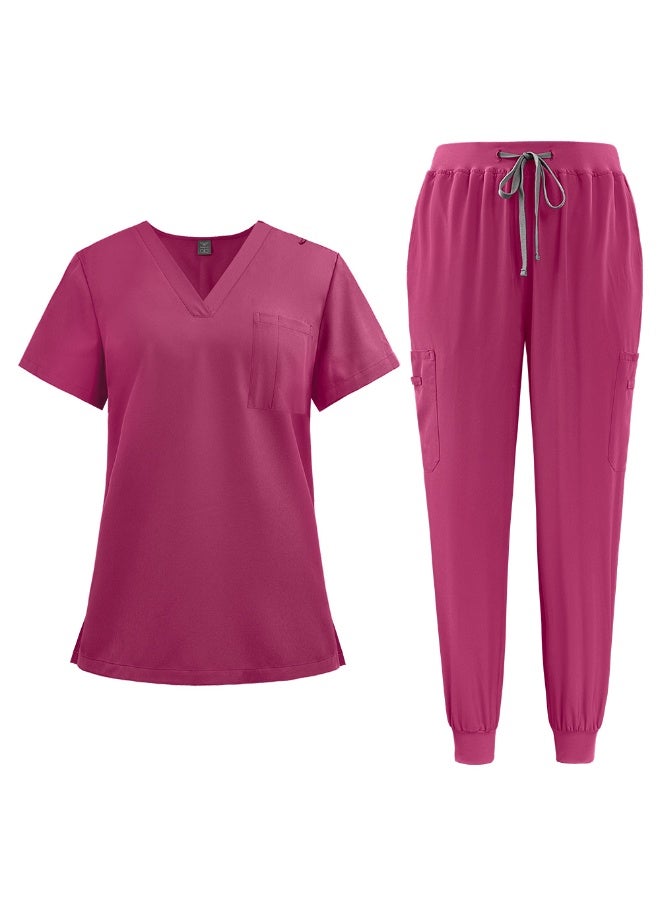 NIBEMINENT Elastic Soft Jogger Suits Hospital Nurse Uniforms Clinic Operating Room Workwear Medical Tops Pants Set Scrubs Medical Women - Image 1