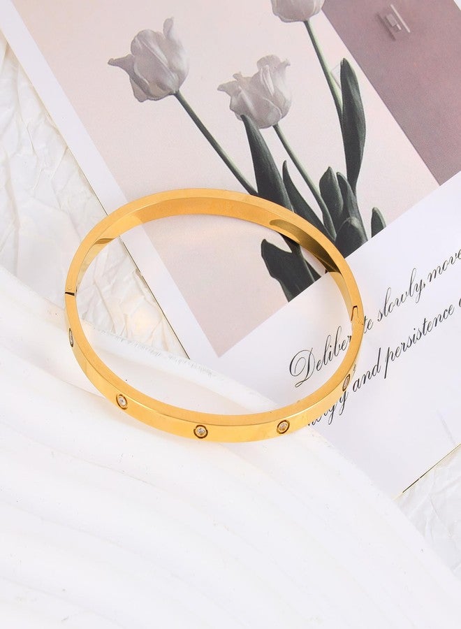 MILAKOO 4mm Gold Bracelet Hinged Bangle for Women Thin Stackable CZ Bracelet for Valentines Birthday - Image 2