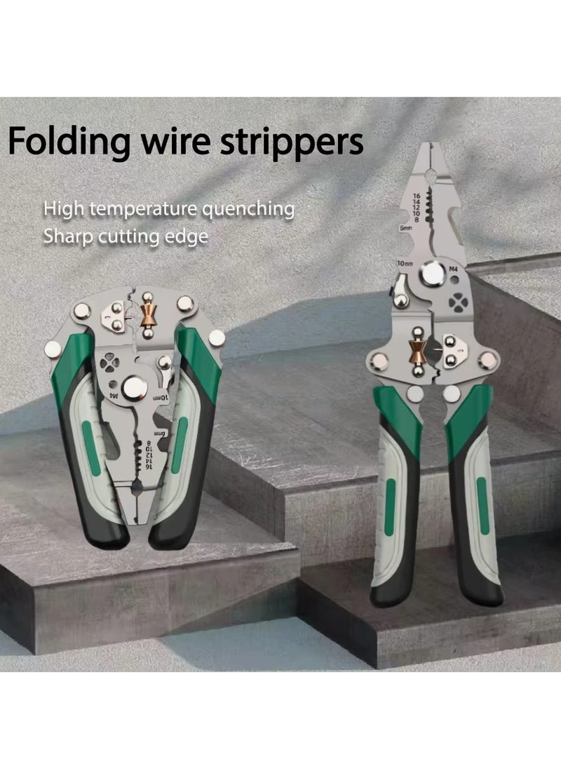 18-in-1 foldable wire stripper multifunctional pulley tool, suitable for crimping, splitting and winding, ideal for electricians