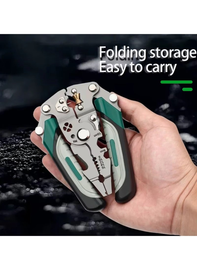 18-in-1 foldable wire stripper multifunctional pulley tool, suitable for crimping, splitting and winding, ideal for electricians