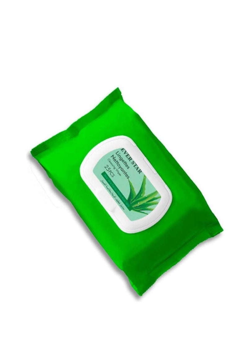 Ever star 25-Piece Aloe Vera Make Up Remover Wet Wipes White