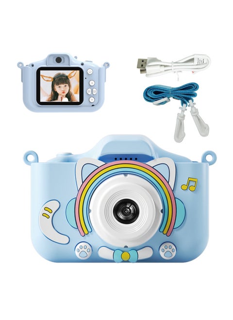 Kitty HD Cartoon Video Children Digital Camera Small SLR Dual Camera Mini Toy Camera-Color:Blue Robot Cat (Configuration + High-definition Dual Camera) + 32g Memory Card + Exquisite Packaging