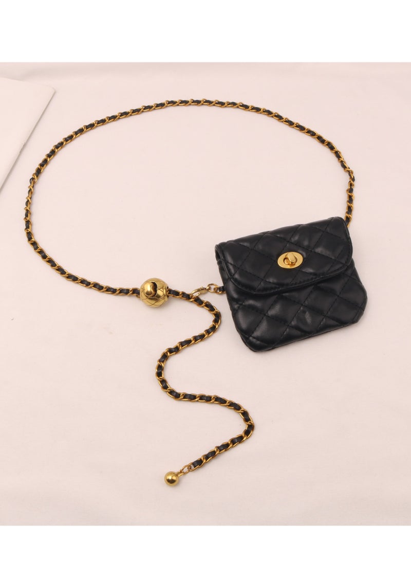 SYOSI Leather Chain Belt Bag for Women, Women's Belt Bag, Crossbody Waist Purse, Travel Leather Belt Pouch,  Fanny Pack Detachable Belt Chain Women Mini Handbag - Image 2