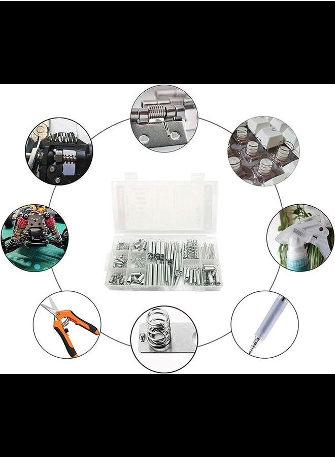 Generic - 200 Pieces Zinc Plated Spring Assortment Kit, 20 Kinds of Size Extension and Compression Spring Repair Tool Replacement Kit - Image 1