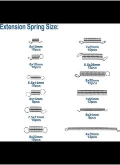 Generic 200 Pieces Zinc Plated Spring Assortment Kit, 20 Kinds of Size Extension and Compression Spring Repair Tool Replacement Kit  - Image 3