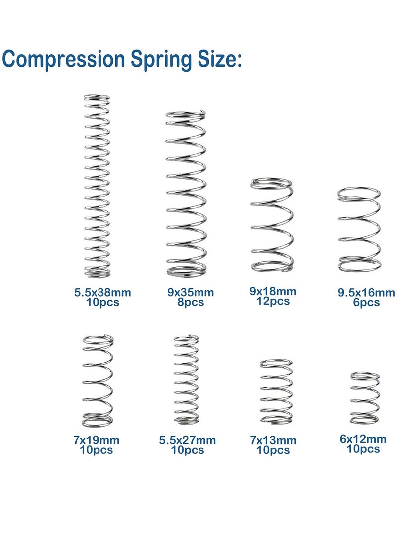 Generic - 200 Pieces Zinc Plated Spring Assortment Kit, 20 Kinds of Size Extension and Compression Spring Repair Tool Replacement Kit - Image 1