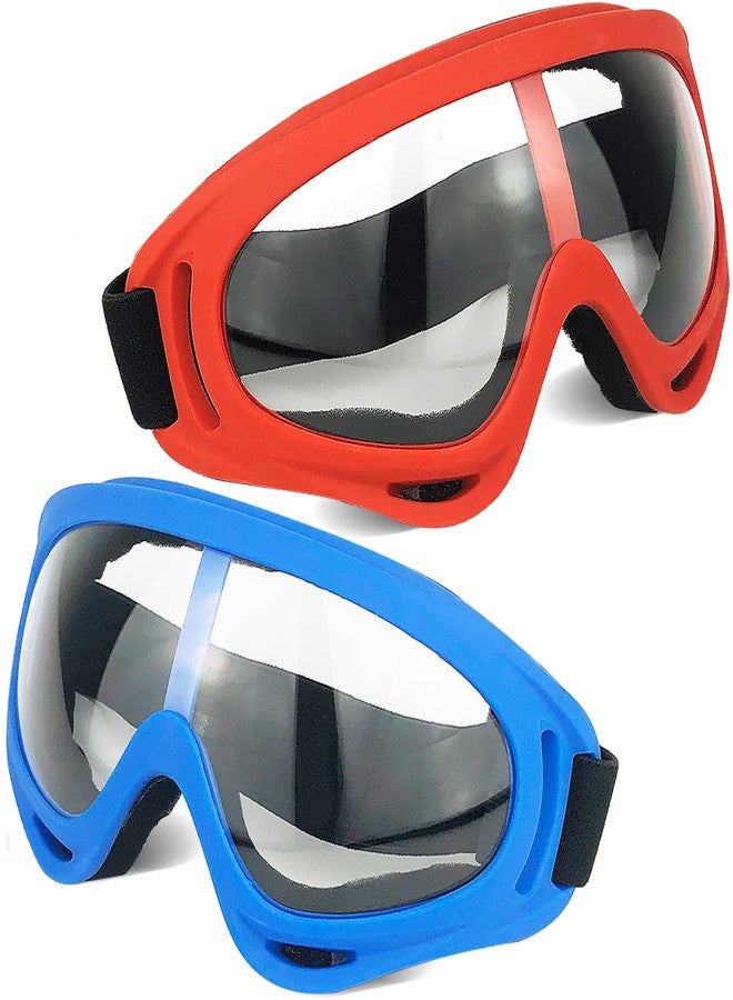 Surper 2 Pack Protective Goggles/Safety Glasses/Motorcycle Eyewear with Bandanas - Compatible with Nerf Game Battle for Kids (Red&Blue) - Image 1