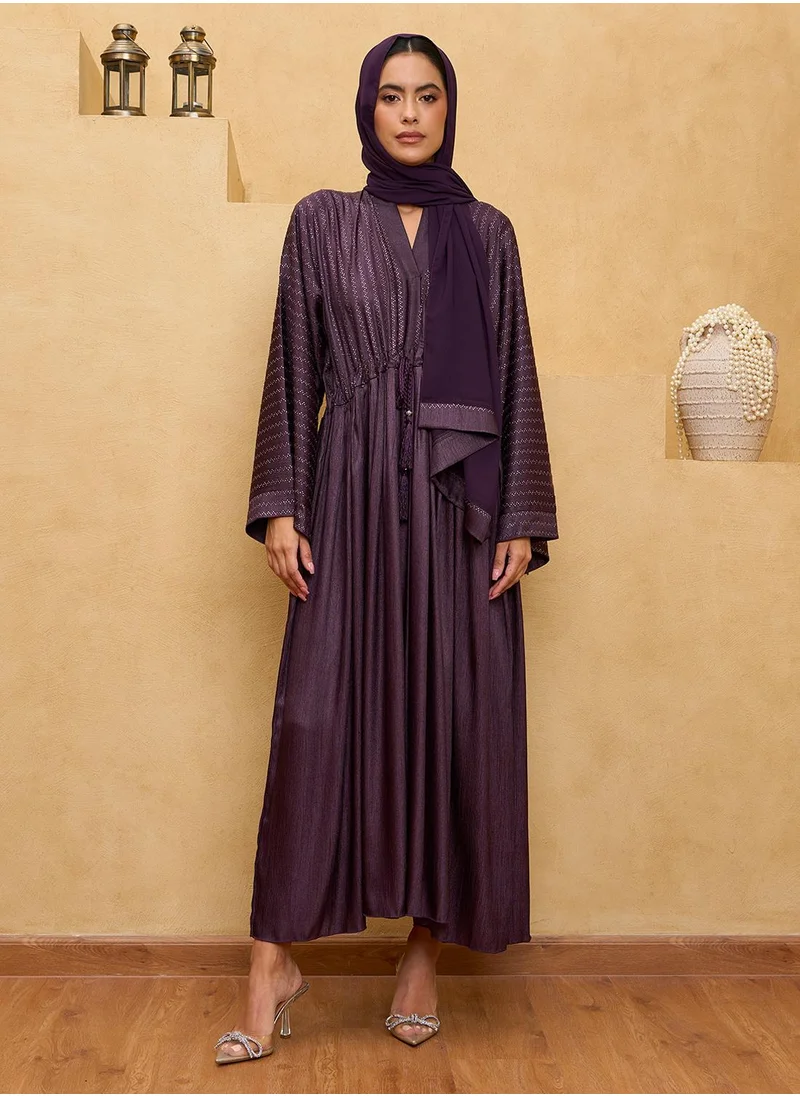 Couturelabs Plum Abaya Kaftan Dress with Sheila