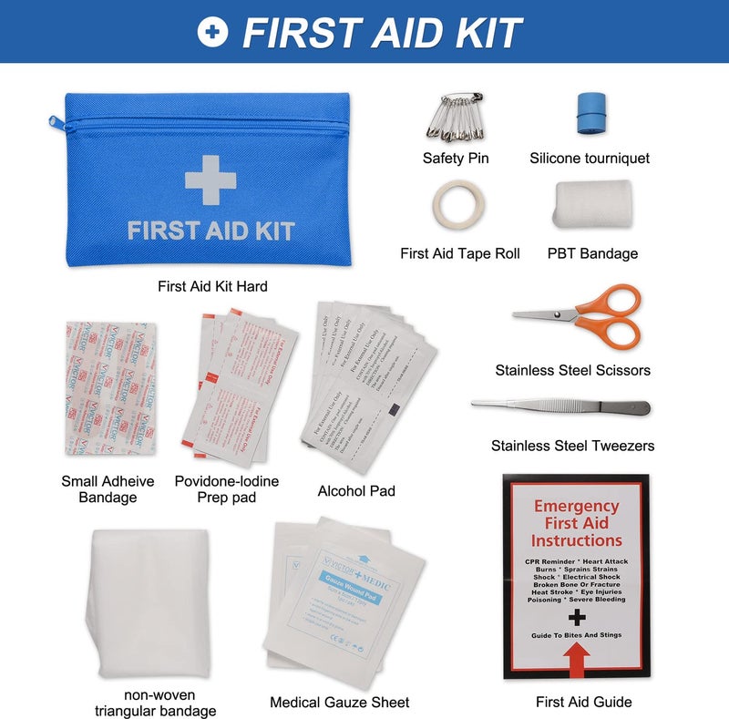THINKWORK Car Emergency Kit for Teen Boy and Men's Gifts, Blue Emergency Roadside Assistance kit with 10FT Jumper, First Aid Kit, Safety Hammer, Tow Rope, and More Ideal Blue Car Accessories Tool - Image 4