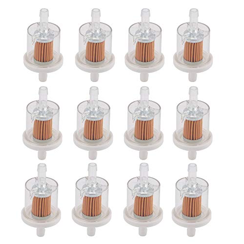 AloneGoer Set of 12, Universal 40 Micron 1/4" Inline Fuel Filter for Kawasaki 49019-0027 49019-7001 FH430V FH451V FH500V Briggs & Stratton 691035 493629 Motorcycle Motor Lawn Mower Tractor Parts - Image 1