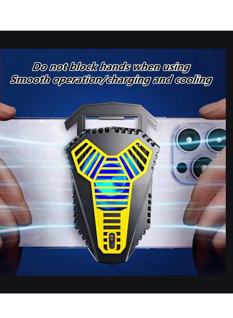DIGI CORE AL09 Mobile Phone Cooling Fan Game Phone Cooler Silent Radiator LED Lights Adjustable Portable Heat Sink Semiconductor USB Phone Radiator For All Smartphones Radiator Cooler AL09 Yellow  - Image 2