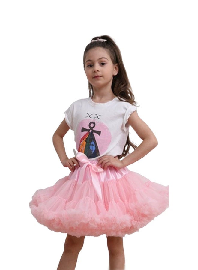 إيليلي Children's Fluffy Skirt Half Skirt Princess Tutu Skirt pink（size:m） - Image 1