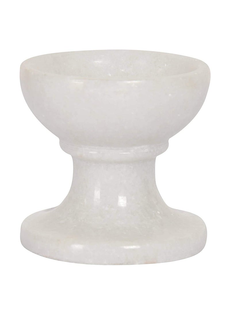 Sameer Sales Sameer Sales Handicrafted White Marble DiyaIndia Oil Lamp for PujaTempleOffice Table Diya  - Image 1