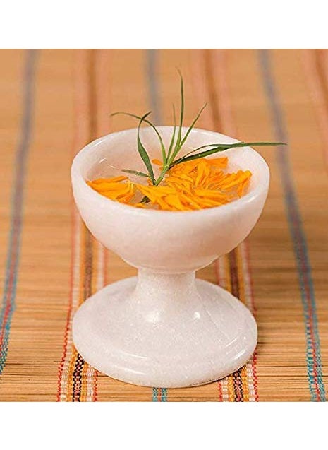 Sameer Sales Sameer Sales Handicrafted White Marble DiyaIndia Oil Lamp for PujaTempleOffice Table Diya  - Image 2