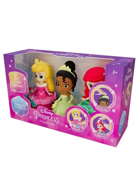 Disney Ariel Tiana Aurora Dolls Set with Fidget Keychain