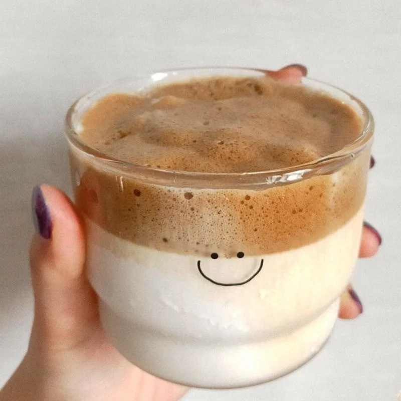 Safestore Heat Resistant Borosilicate Smile Detail Cup and Bowl Coffee and Presentation Cup - 1 Piece