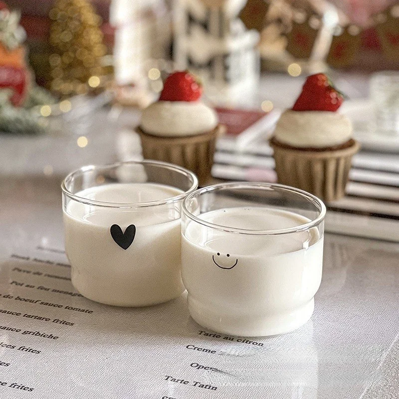 Safestore Heat Resistant Borosilicate Smile Detail Cup and Bowl Coffee and Presentation Cup - 1 Piece