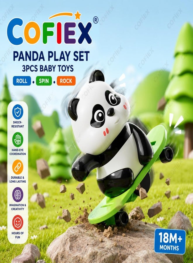 COFIEX Cute Panda Wind-Up Toys for Kids, 3-Pack - Skating, Spinning & Jumping Rotating Panda Action Figures, Interactive Moving Desk Decor & Educational Gift for Ages 3+ - Image 4