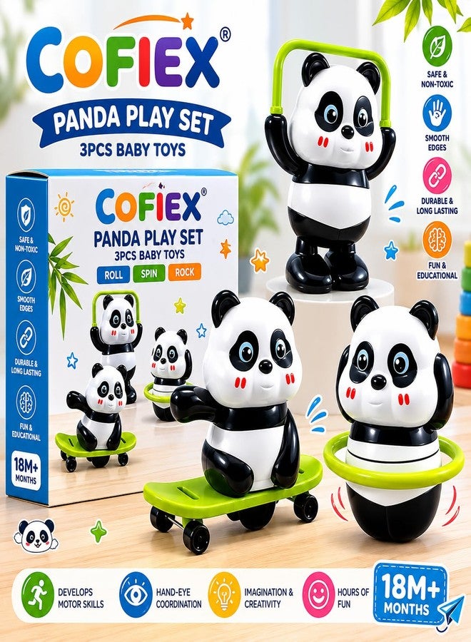 COFIEX Cute Panda Wind-Up Toys for Kids, 3-Pack - Skating, Spinning & Jumping Rotating Panda Action Figures, Interactive Moving Desk Decor & Educational Gift for Ages 3+ - Image 2