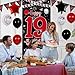 Pounira Red and Black 19th Birthday Decorations for Boys Girls Happy 19th Birthday Decorations for Men Boy 19 Year Old Door Banner Triangle Flag Large 19 Balloons Decor for 19 Bday Party Supplies - Image 4