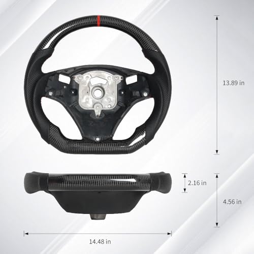 JIANGGAI Real Carbon Fiber Steering Wheel, D-Shaped Flat Bottom Steering Wheel With Red Indicate Fit for BMW E-Series SSG Edition 2005-2012(Large Paddle Shifter Holes Version) - Image 3