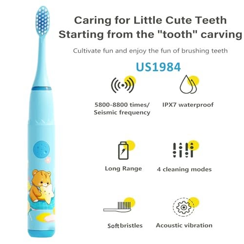 US1984 Sonic Electric Toothbrush For Adults and Kids with 4 Modes, 18000 Strokes per minute, 3 Brush Head, Soft Bristles, Waterproof, Rechargeable Lasting Up To 30 Days, Power Toothbrush (Blue) - Image 2