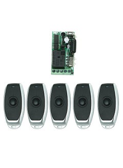 433Mhz DC 12V Universal RF Remote Control Switch Relay Receiver Module Mini 1CH Wireless Control Switch + 5PCS RF 433 Mhz Transmitter Remote Controls Electronic Lock Control 1527 Chip