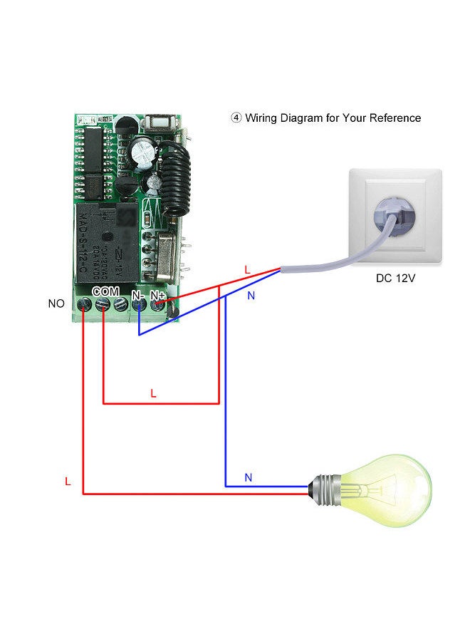 Generic - 433Mhz DC 12V Universal RF Remote Control Switch Relay Receiver Module Mini 1CH Wireless Control Switch + 5PCS RF 433 Mhz Transmitter Remote Controls Electronic Lock Control 1527 Chip - Image 1