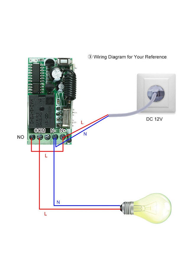 Generic - 433Mhz DC 12V Universal RF Remote Control Switch Relay Receiver Module Mini 1CH Wireless Control Switch + 5PCS RF 433 Mhz Transmitter Remote Controls Electronic Lock Control 1527 Chip - Image 1