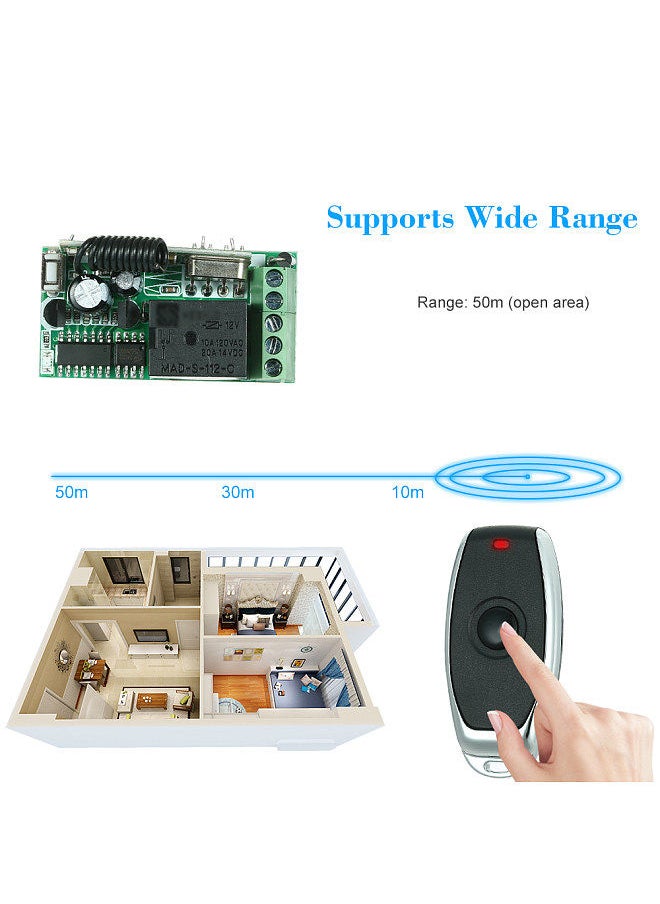 Generic - 433Mhz DC 12V Universal RF Remote Control Switch Relay Receiver Module Mini 1CH Wireless Control Switch + 5PCS RF 433 Mhz Transmitter Remote Controls Electronic Lock Control 1527 Chip - Image 1