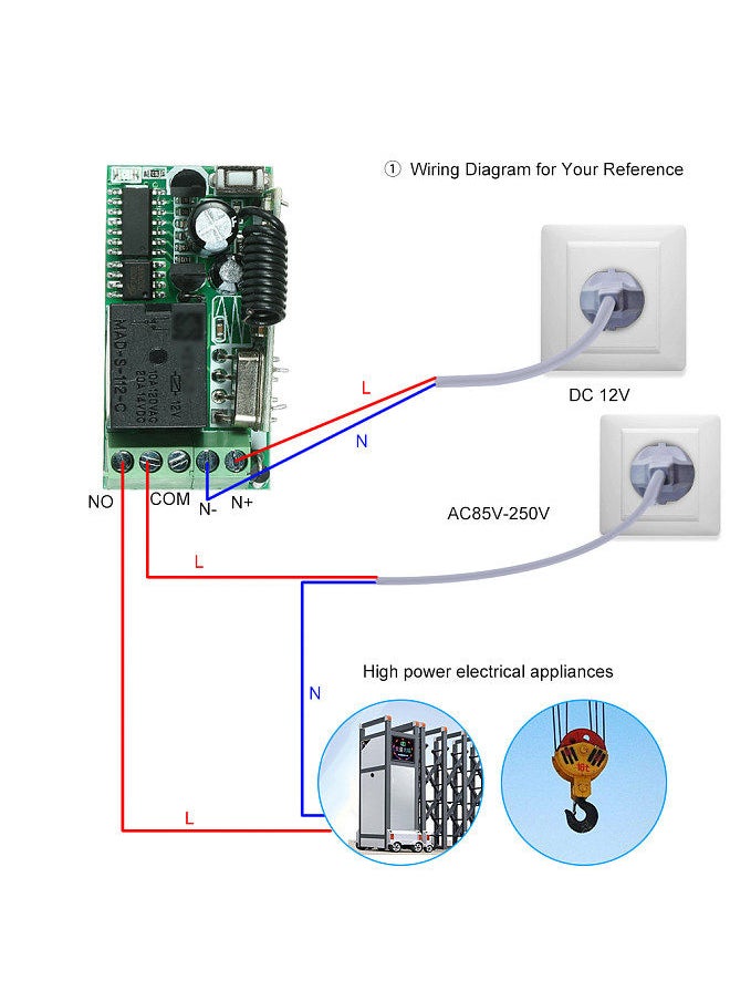 Generic - 433Mhz DC 12V Universal RF Remote Control Switch Relay Receiver Module Mini 1CH Wireless Control Switch + 5PCS RF 433 Mhz Transmitter Remote Controls Electronic Lock Control 1527 Chip - Image 1