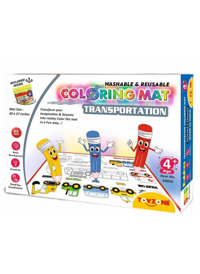 Toy Zone TOYZONE Transportation Coloring Mat | Reusable and Washable |Colouring Mat for Kids 3+ Years 