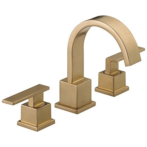 Delta Vero Brushed Gold Bathroom Faucet 3 Hole, 8 Inch Widespread Bathroom Sink Faucet for Vanity, Metal Push-Pop Drain Assembly, Champagne Bronze 3553LF-CZ - Image 1