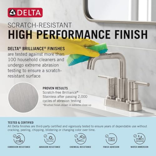 Delta Vero Brushed Gold Bathroom Faucet 3 Hole, 8 Inch Widespread Bathroom Sink Faucet for Vanity, Metal Push-Pop Drain Assembly, Champagne Bronze 3553LF-CZ - Image 4